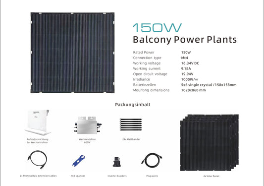 3E Wisdom panneaux solaires de balcon 600W avec convertisseur